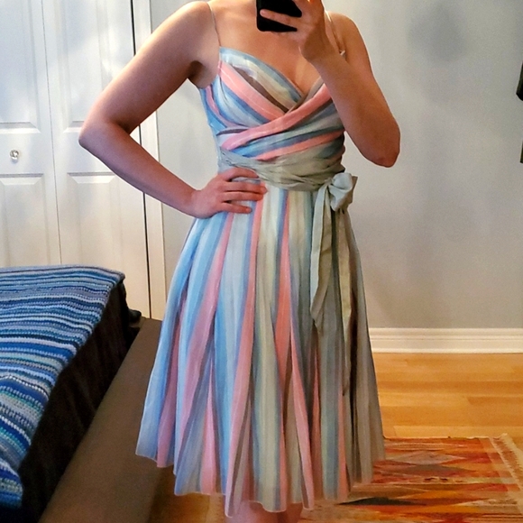 Y2K pastel striped faux wrap prom dress - Picture 13 of 13